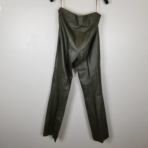 olive Leather suit set, Finity Studio, genuine leather pants and jacket size 8 - Picture 11 of 12